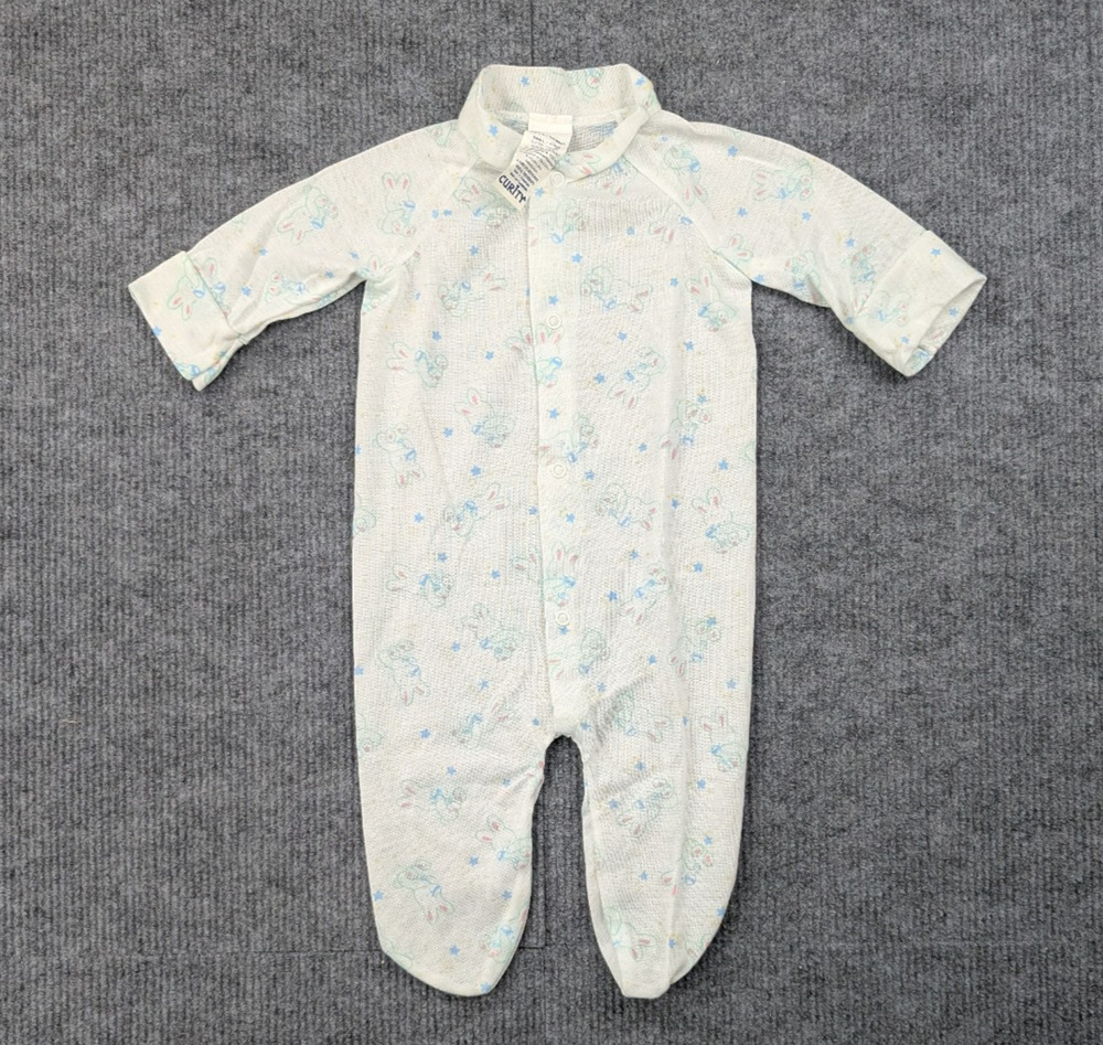 Vintage Curity One Piece Baby Small 11 Lbs Bunny Rabbit Retro Lightweight Boy
